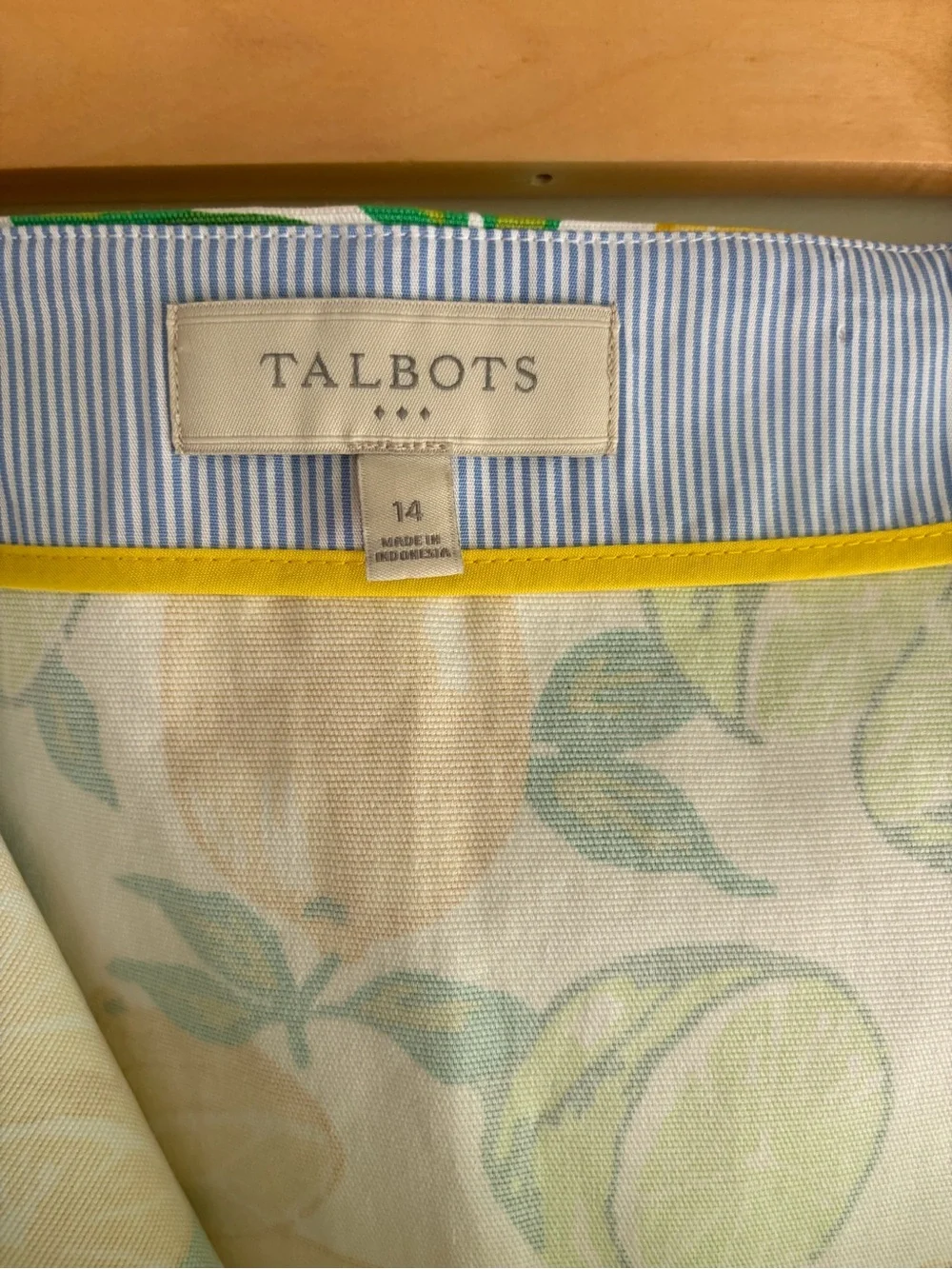 Talbots Citrus Print Cotton Blend Side Zip Mini Skirt Size 14